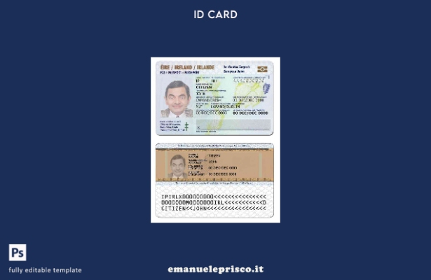 modello di documento d'identità irlandese in stile verificato